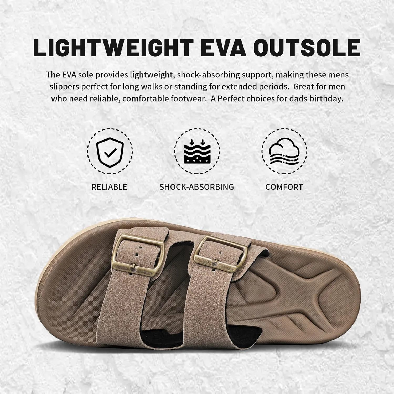 Mens Sandals Arch Support Comfortable Beach Slides with Adjustable Buckle Straps Slippers for Men