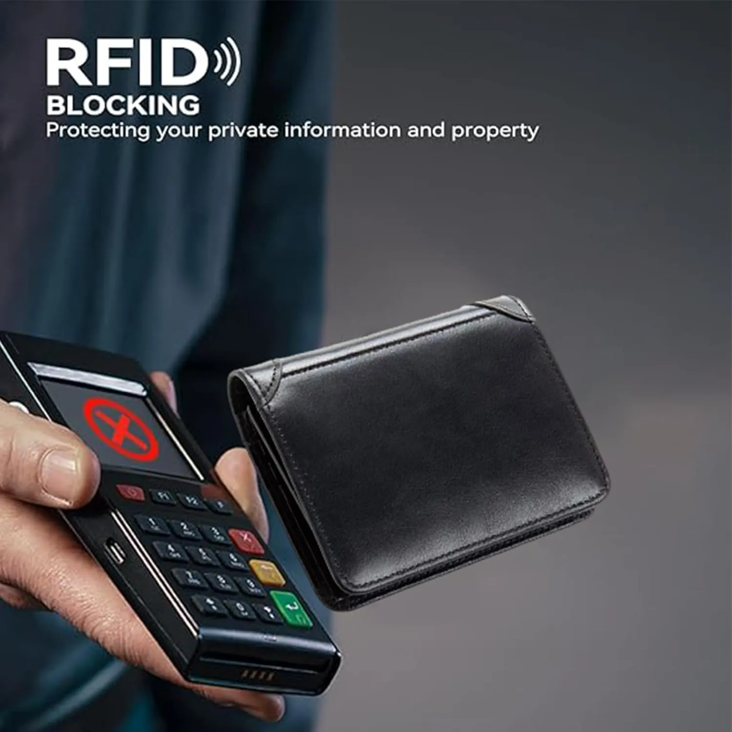 Men's Wallets, Mens RFID Blocking Trifold Wallet Soft Genuine Leather Purse | Secure and Durable Extra Capacity Billfold with 11 Credit Cards (Vintage Black)
