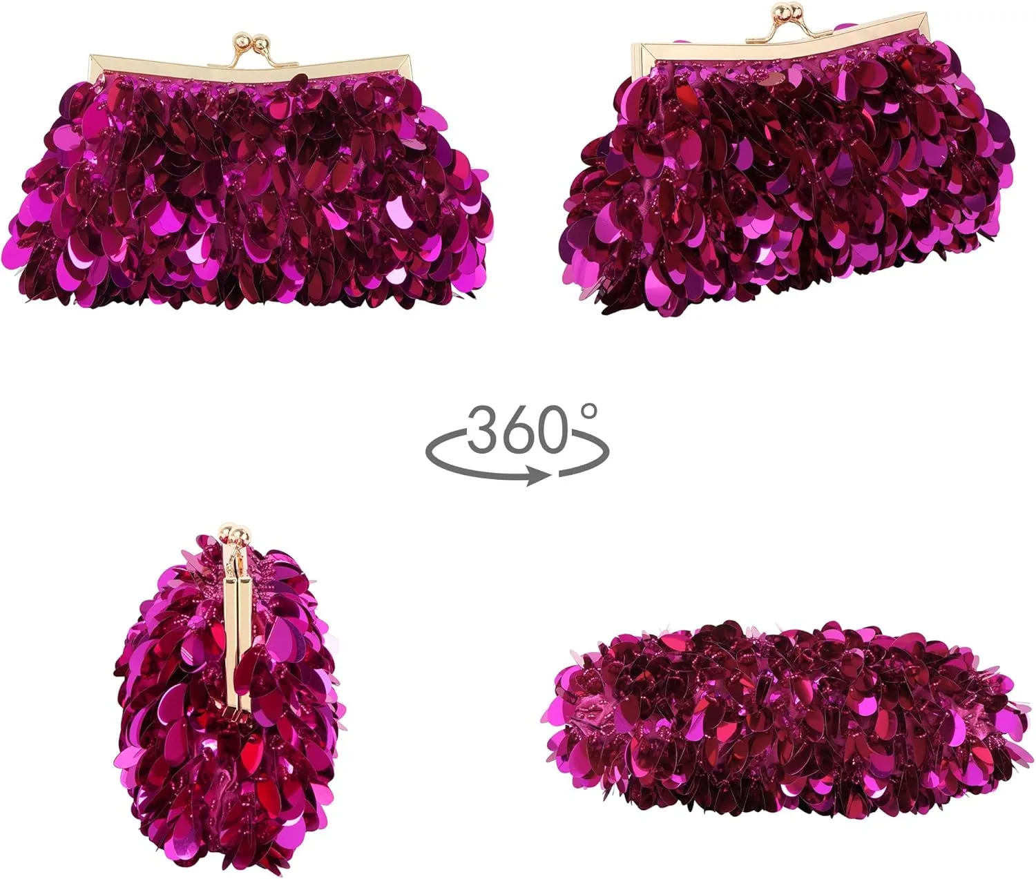 Mermaid Sequins Clutch Sparkling Glitter Evening Crossbody Shell Bag Banquet Handbag Party Prom Wedding Purse
