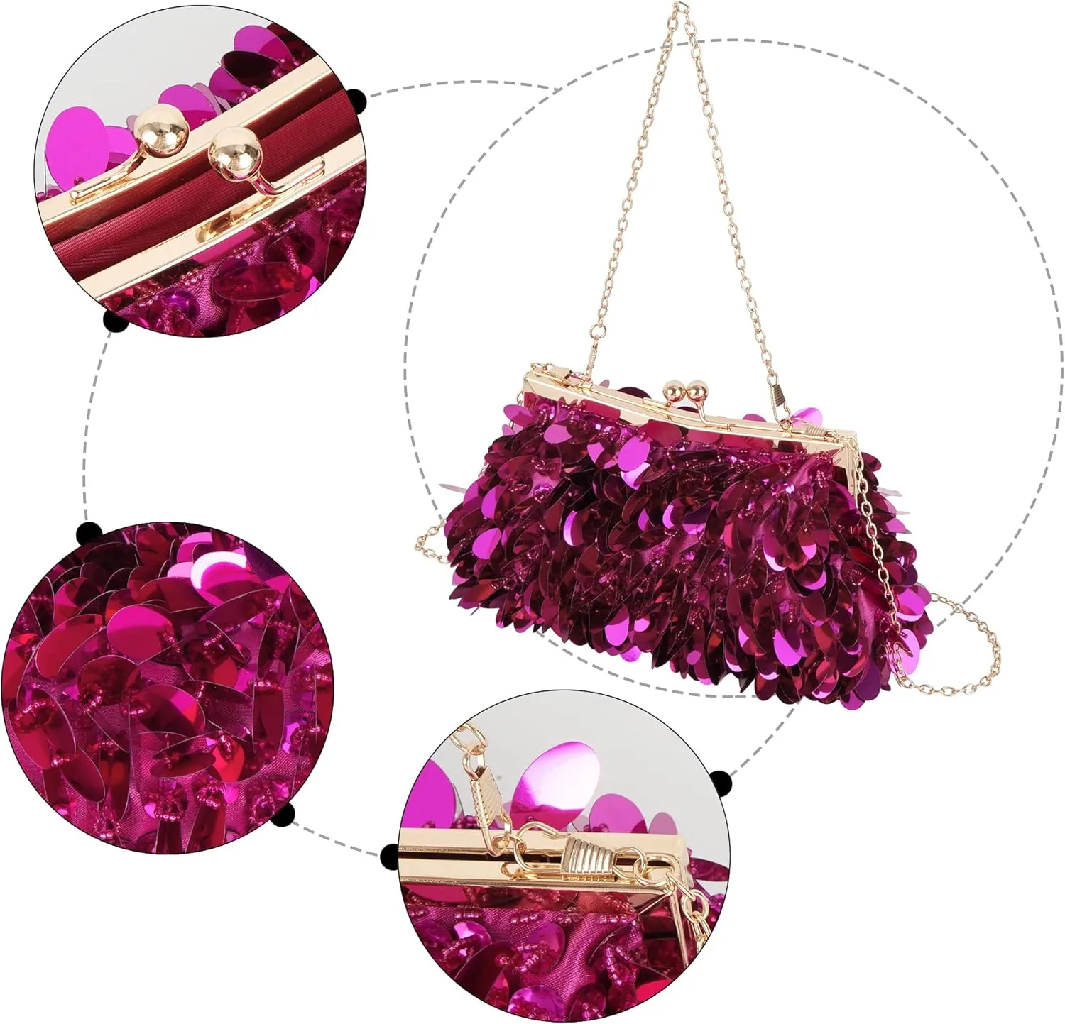 Mermaid Sequins Clutch Sparkling Glitter Evening Crossbody Shell Bag Banquet Handbag Party Prom Wedding Purse