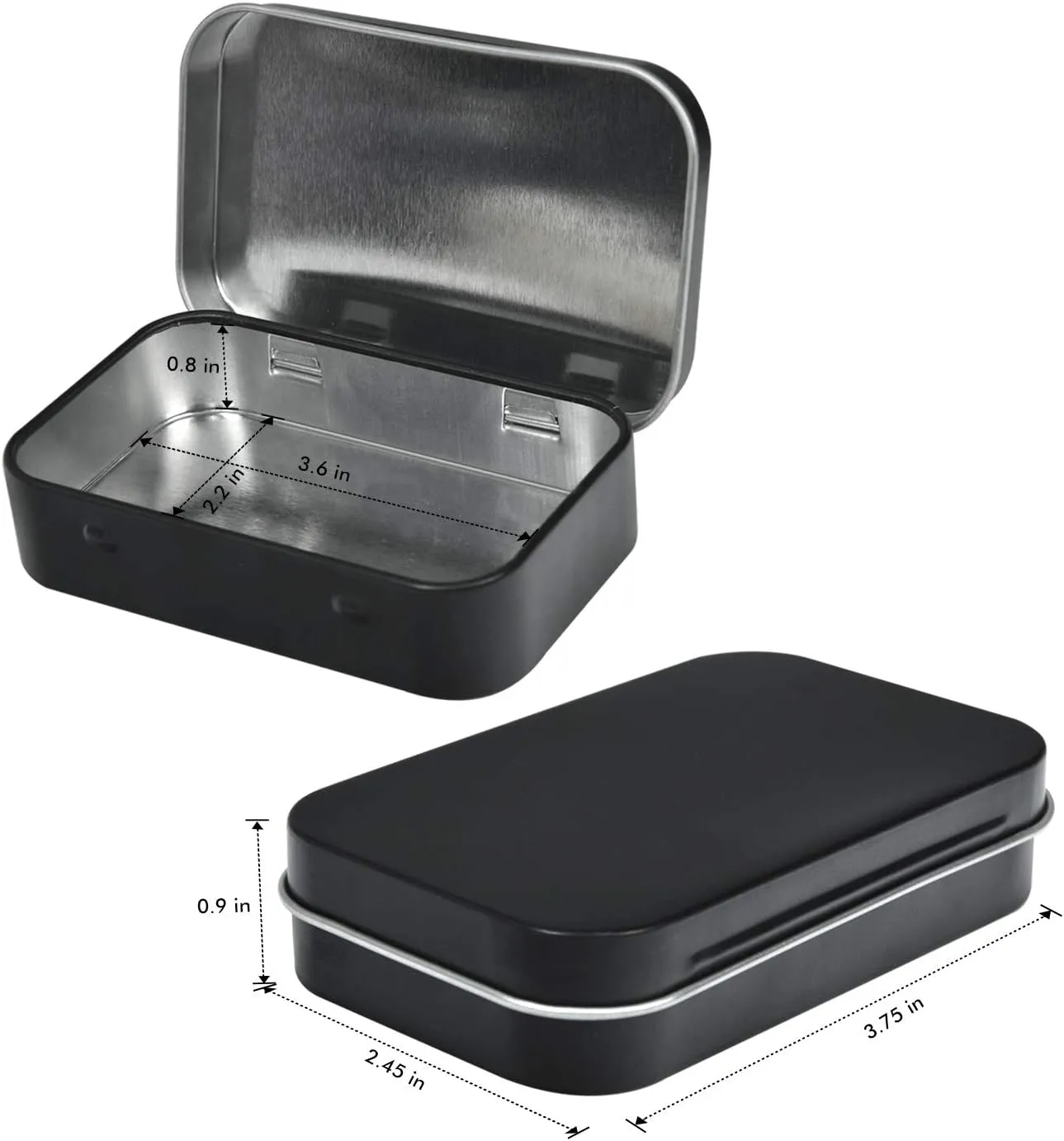 Metal Rectangular Empty Hinged Tins - Black Mini Portable Box Containers Small Storage Kit & Home Organizer for Storage Drawing Pin Candies Jewelry Crafts(Black, 40 Pack)