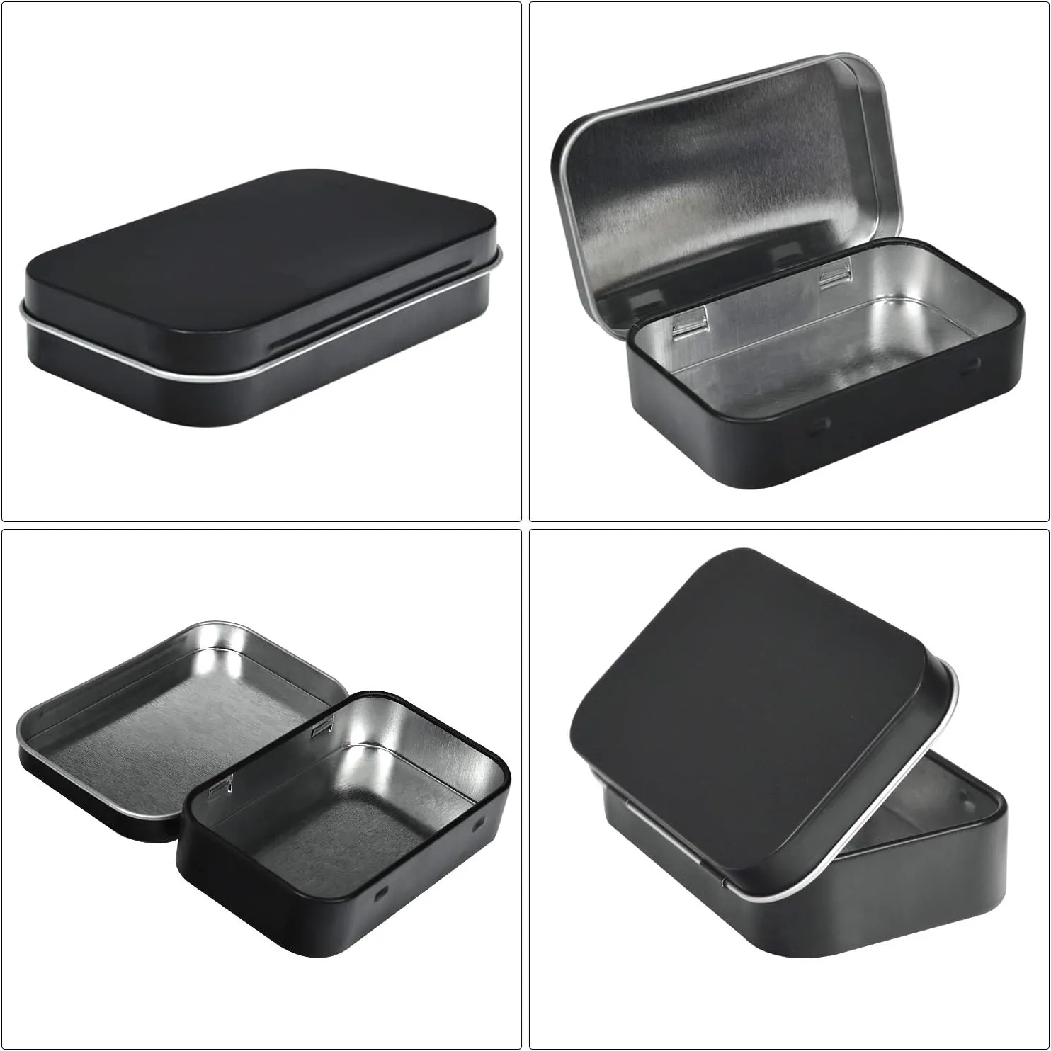 Metal Rectangular Empty Hinged Tins - Black Mini Portable Box Containers Small Storage Kit & Home Organizer for Storage Drawing Pin Candies Jewelry Crafts(Black, 40 Pack)