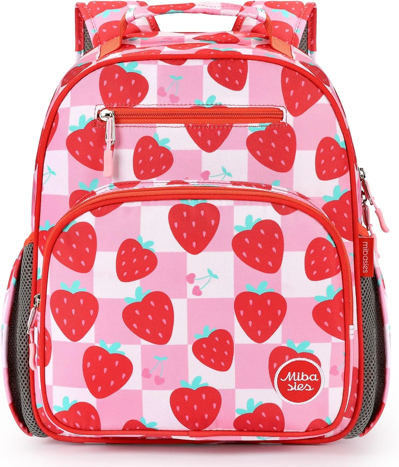 mibasies Kids Backpack for Girls: Girls Backpack 5-8 - Kindergarten Elementary School Bookbag for Girl - Strawberry Red