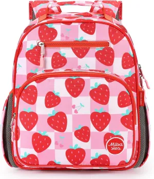 mibasies Kids Backpack for Girls: Girls Backpack 5-8 - Kindergarten Elementary School Bookbag for Girl - Strawberry Red