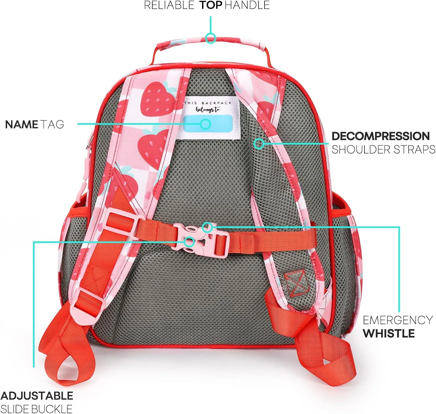 mibasies Kids Backpack for Girls: Girls Backpack 5-8 - Kindergarten Elementary School Bookbag for Girl - Strawberry Red