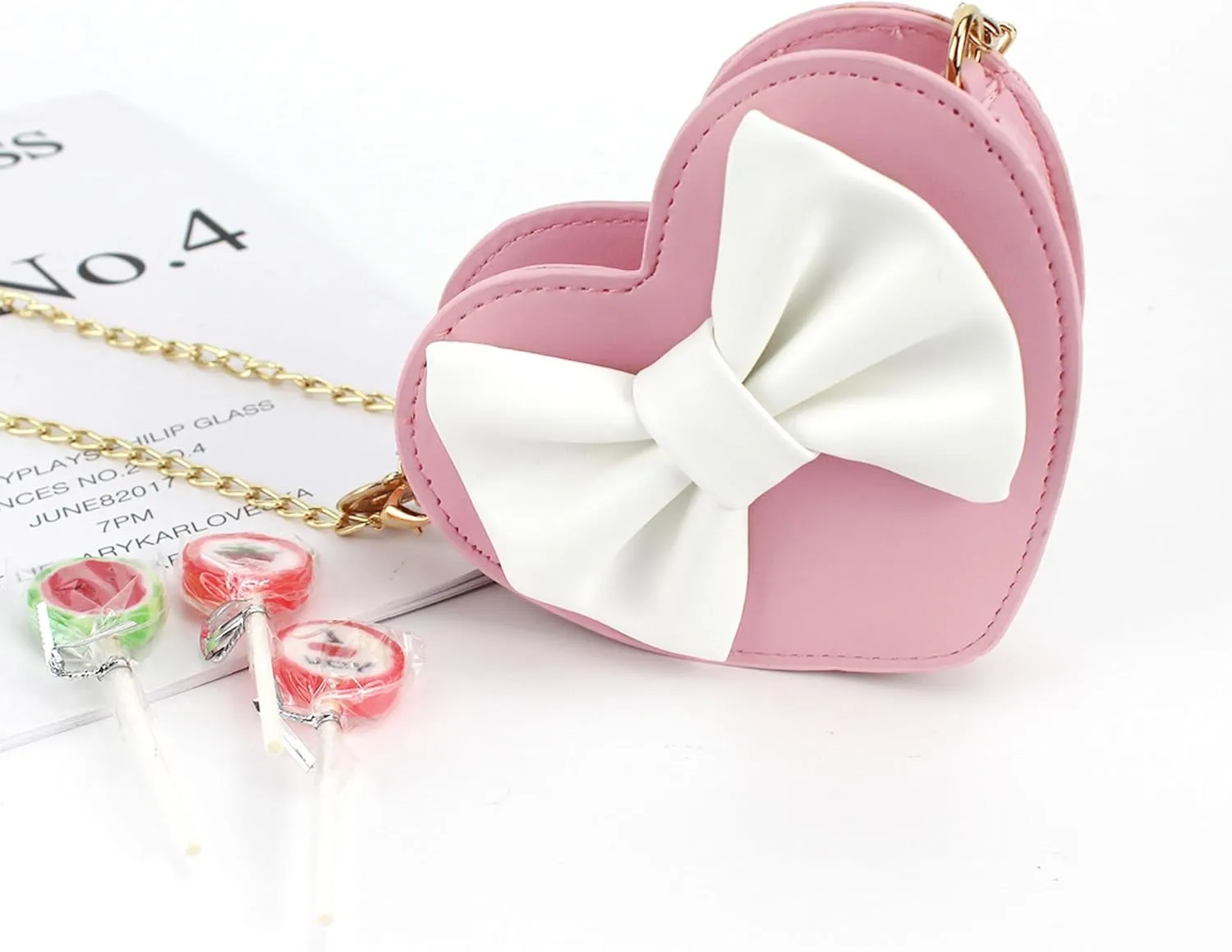 Mily Mini Heart Shape Crossbody Handbag Coin Change Purse for Toddlers Little Girls