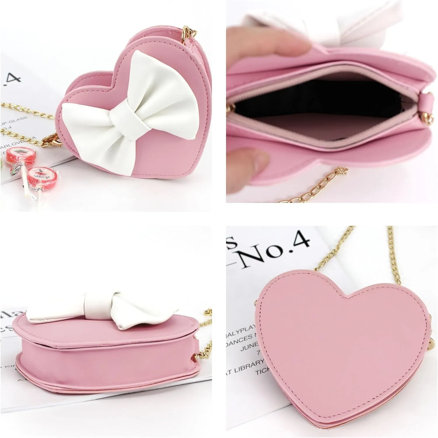 Mily Mini Heart Shape Crossbody Handbag Coin Change Purse for Toddlers Little Girls
