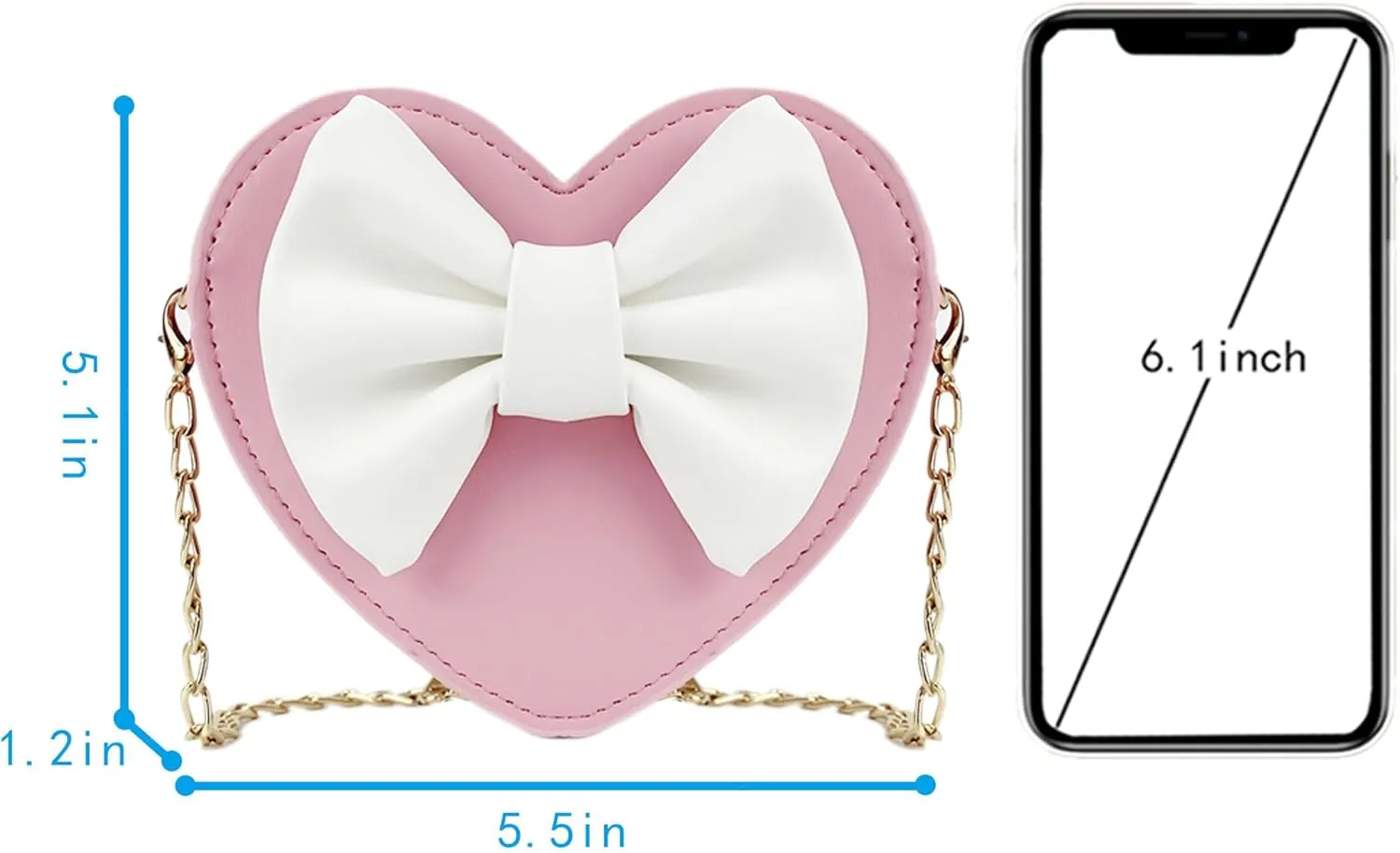Mily Mini Heart Shape Crossbody Handbag Coin Change Purse for Toddlers Little Girls