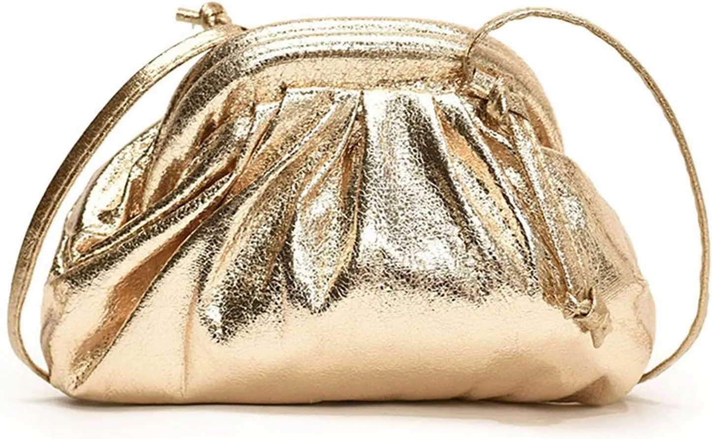 Mini Clutch Purse Bag Small PU Leather Dumpling Crossbody Evening Handbag Sparkly Ruched Cloud Pouch Wallet