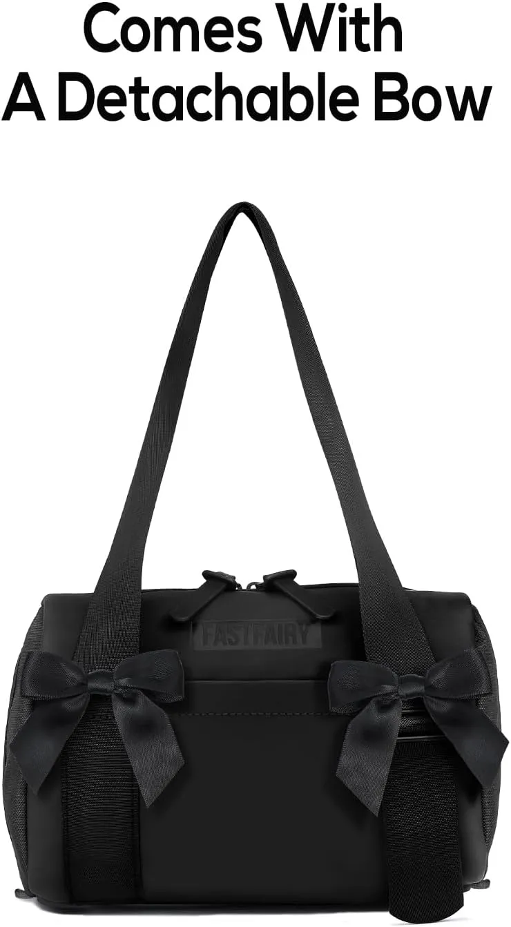 Mini Gym Bag for Women: handbag or shoulder bag with Adjustable Straps - With Cute Bow - Yoga Work Workouts