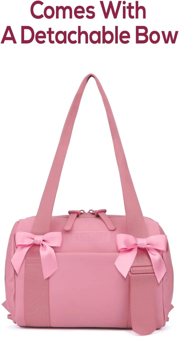 Mini Gym Bag for Women: handbag or shoulder bag with Adjustable Straps - With Cute Bow - Yoga Work Workouts
