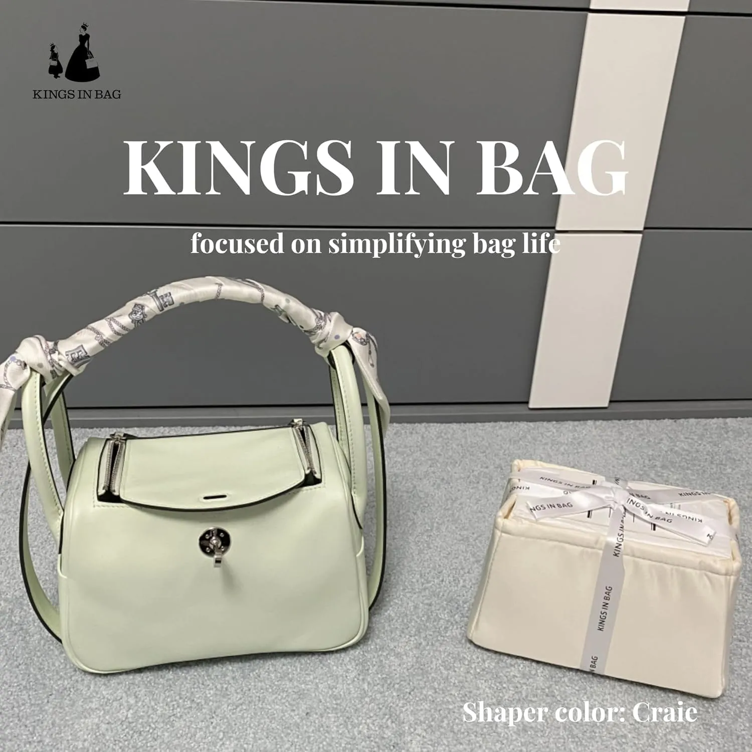 Mini Lindy Bag Insert, Luxury Bags Storage with Silk, Lightweight Inner Bag Compatible with Lindy 19 Bags, Multiple Pockets Large Capacity(Craie, Lindy19)