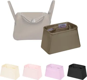 Mini Lindy Bag Insert, Luxury Bags Storage with Silk, Lightweight Inner Bag Compatible with Lindy 19 Bags, Multiple Pockets Large Capacity(Etoupe grey, Lindy19)