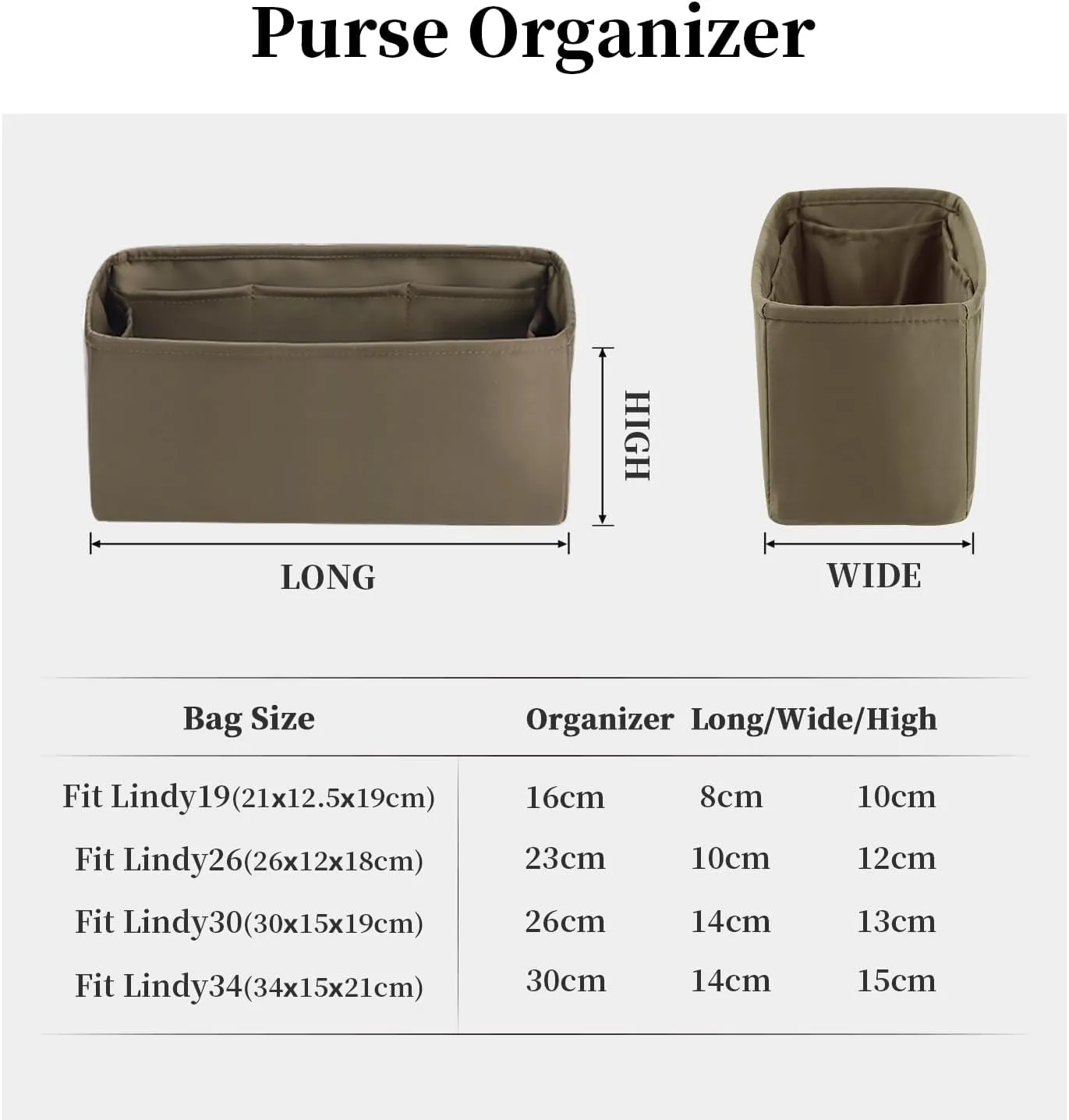 Mini Lindy Bag Insert, Luxury Bags Storage with Silk, Lightweight Inner Bag Compatible with Lindy 19 Bags, Multiple Pockets Large Capacity(Etoupe grey, Lindy19)