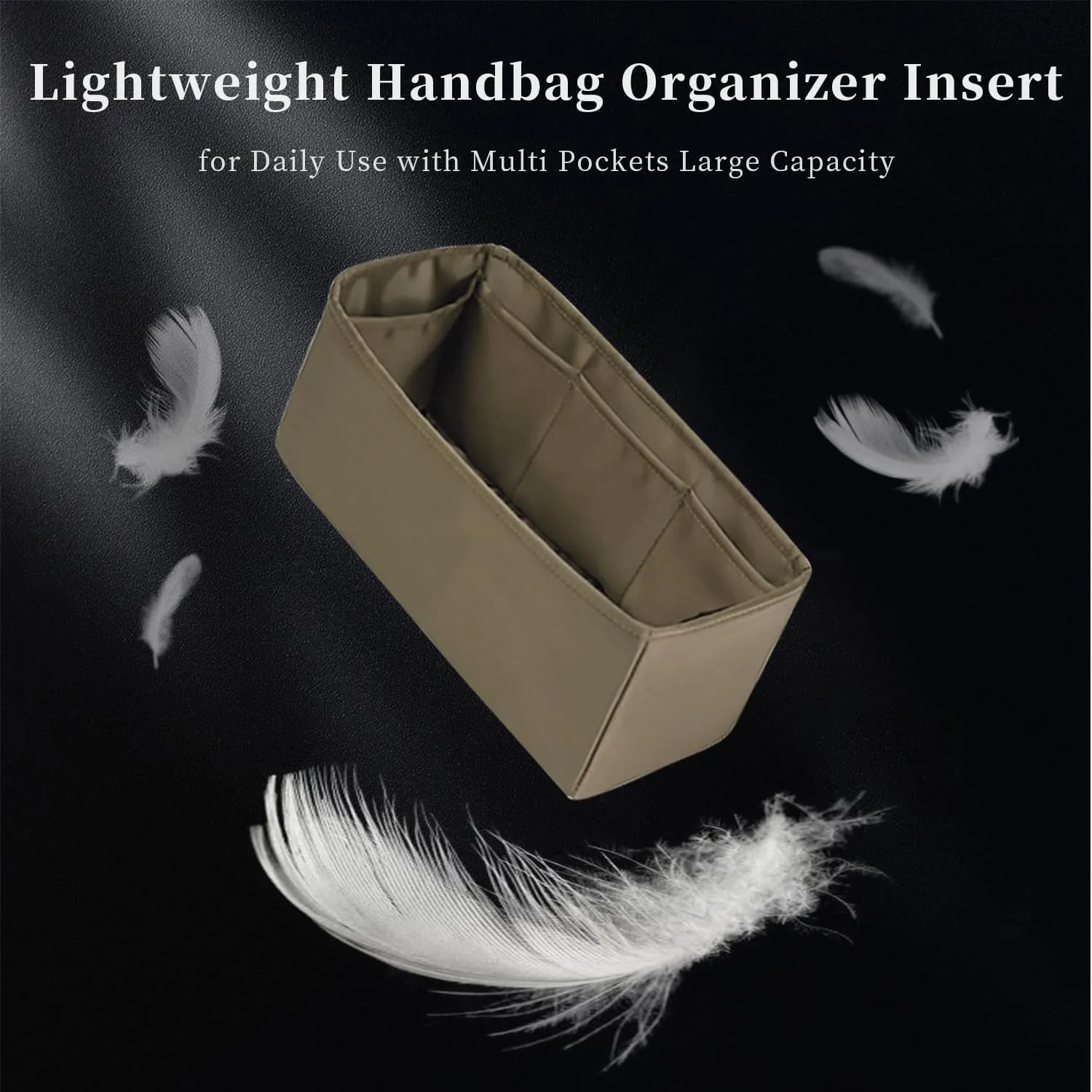 Mini Lindy Bag Insert, Luxury Bags Storage with Silk, Lightweight Inner Bag Compatible with Lindy 19 Bags, Multiple Pockets Large Capacity(Etoupe grey, Lindy19)