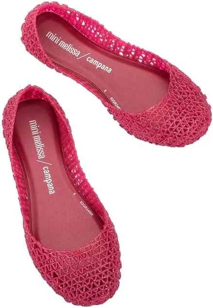 mini melissa Campana Papel Flats for Kids - Comfortable & Cute Closed-Toe Jelly Flat Shoes with Interwoven Cut-Out Design for Girls