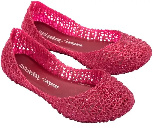 mini melissa Campana Papel Flats for Kids - Comfortable & Cute Closed-Toe Jelly Flat Shoes with Interwoven Cut-Out Design for Girls