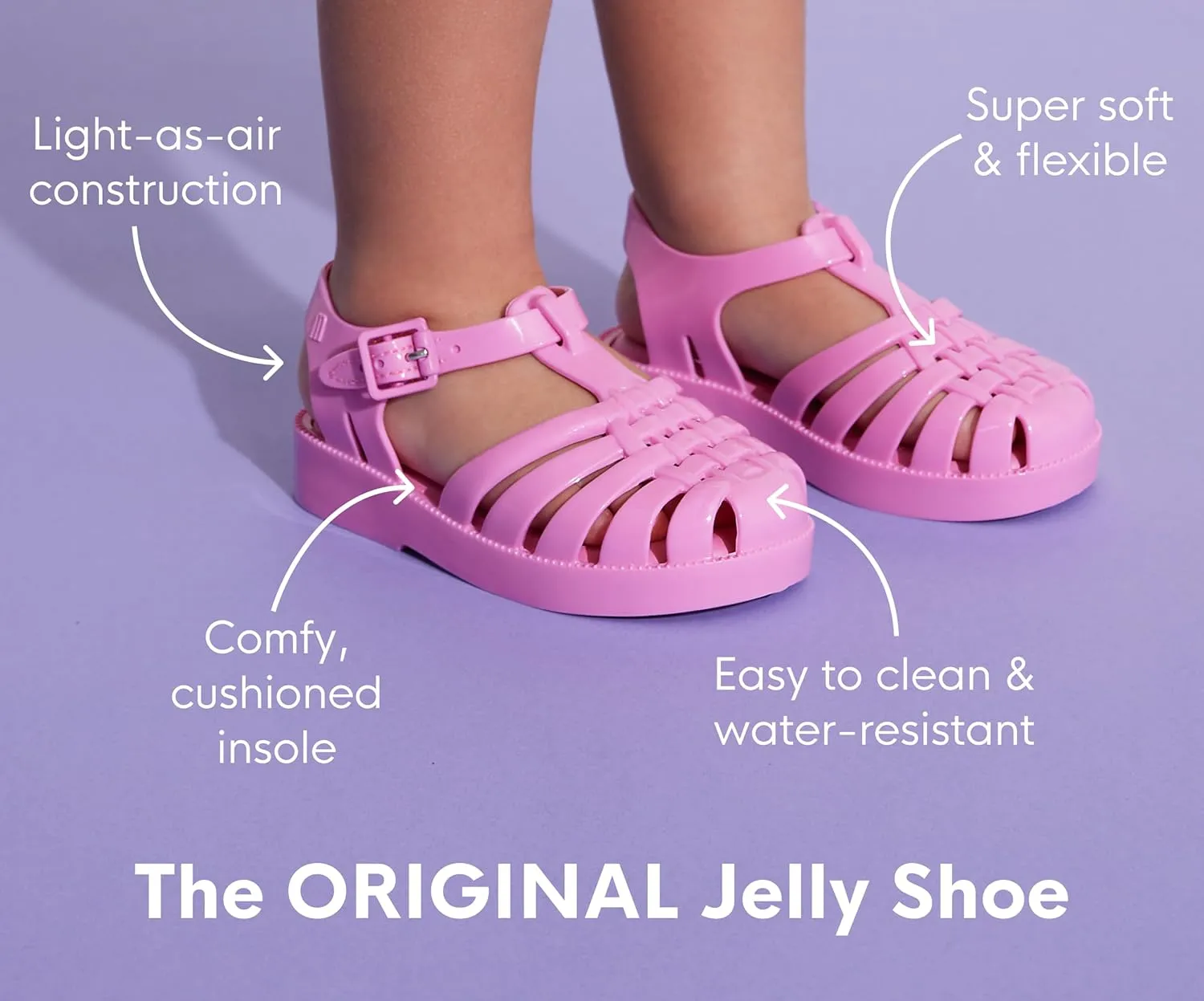 mini melissa Campana Papel Flats for Kids - Comfortable & Cute Closed-Toe Jelly Flat Shoes with Interwoven Cut-Out Design for Girls