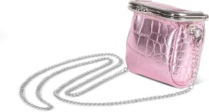 Mini Purse,Chain Gothic Tiny Bag, Micro Coin Wallet for Women,Kiss Lock Leather Crossbody Bag