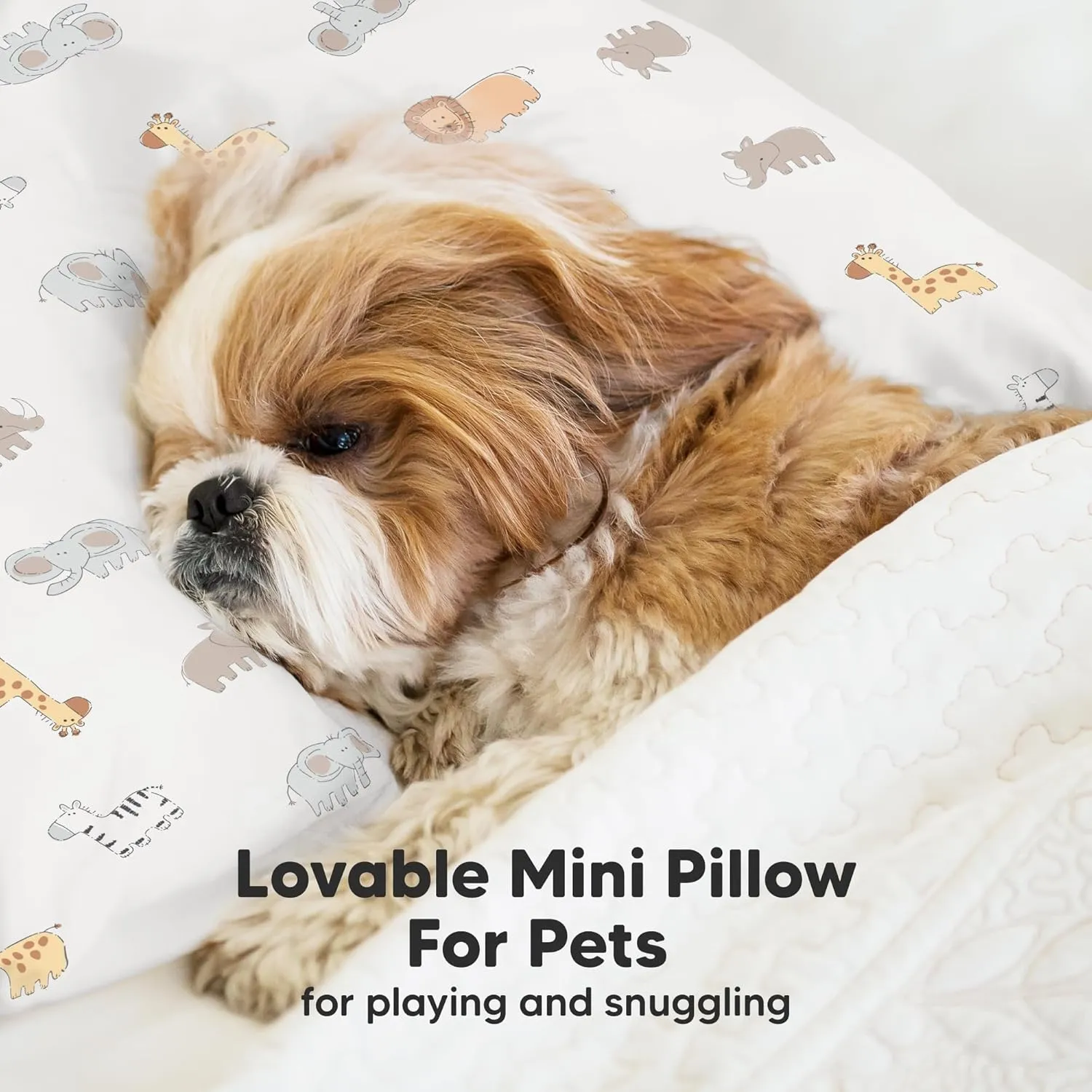 Mini Toddler Pillow with Pillowcase - 9x13 My Little Dreamy Travel Kids Pillow for Sleeping, Toddler Bed, Small, Tiny, Organic Cotton Pillowcase, Soft & Breathable, Kids 2-4 Years Old(Safari Echo)