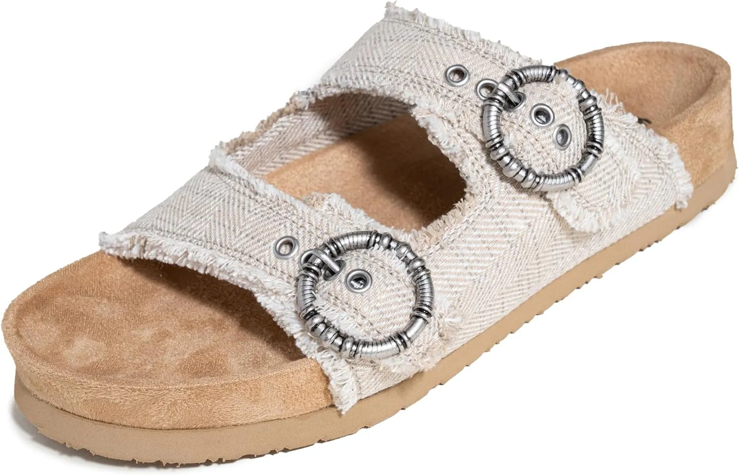 Minnetonka Georgine – Women’s Two Strap Sandals with Two Buckle Adjustable Straps, Metal Accents, and Microfiber Lining