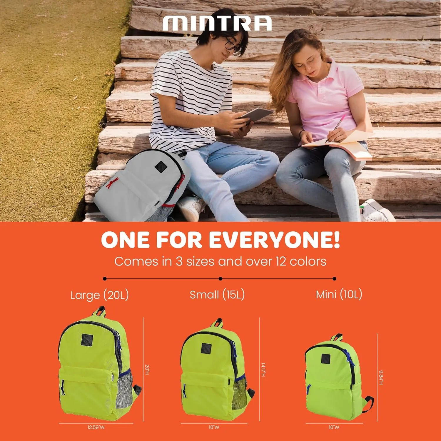 Mintra Office Backpack, Water-resistant Everyday Bag with Adjustable Straps, Unisex Backpack for Travel, College, Multi-Compartments with Secure Zippers, Bronze, 15L Small, 10" W x 14.17" H