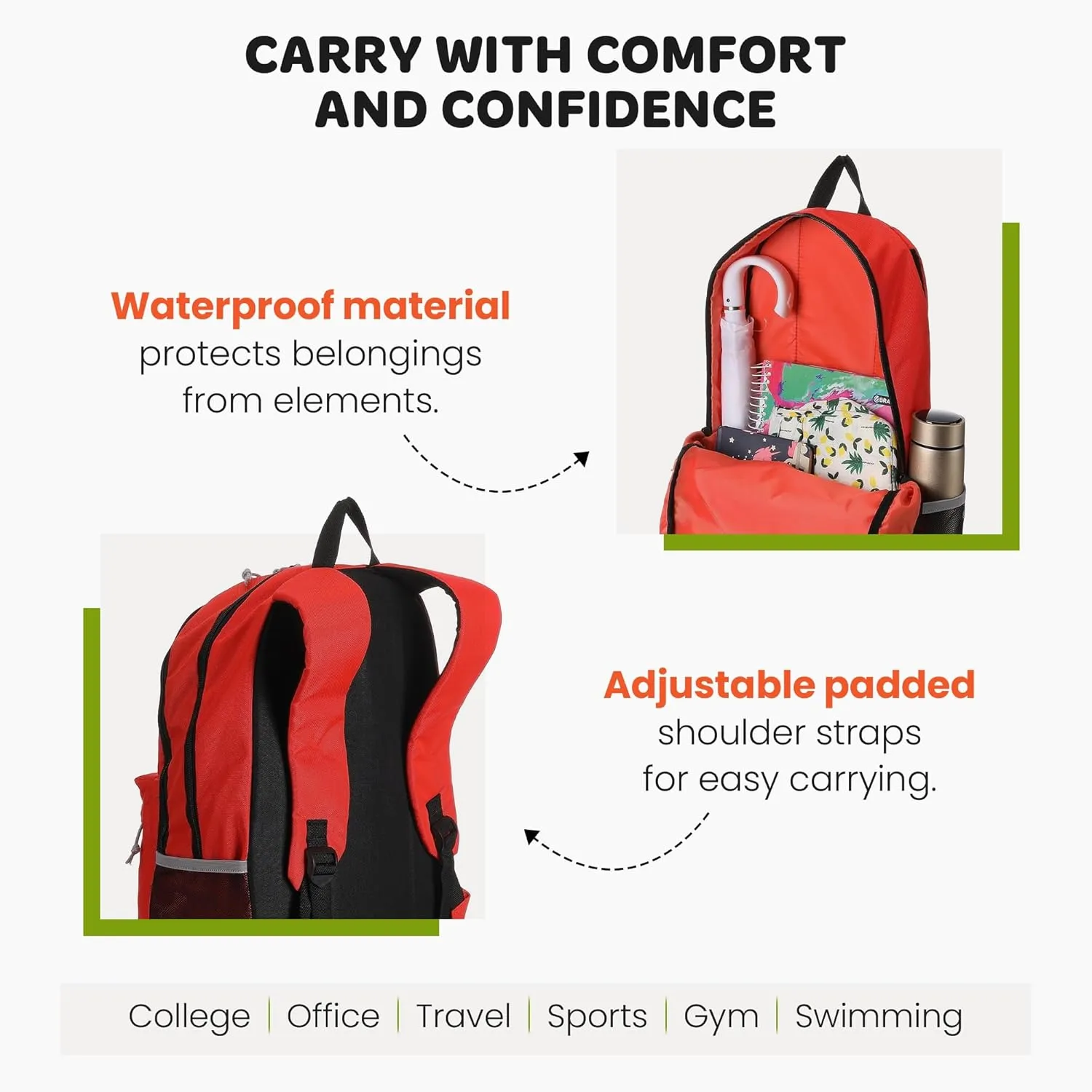 Mintra Office Backpack, Water-resistant Everyday Bag with Adjustable Straps, Unisex Backpack for Travel, College, Multi-Compartments with Secure Zippers, Bronze, 15L Small, 10" W x 14.17" H