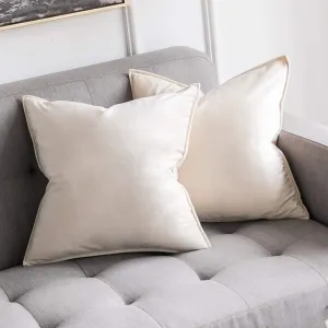 MIULEE Pack of 2 Decorative Velvet Throw Pillow Cover Soft Pillowcase Solid Square Cushion Case for Sofa Bedroom Car 20x20 Inch 50x50 Cm Cream White