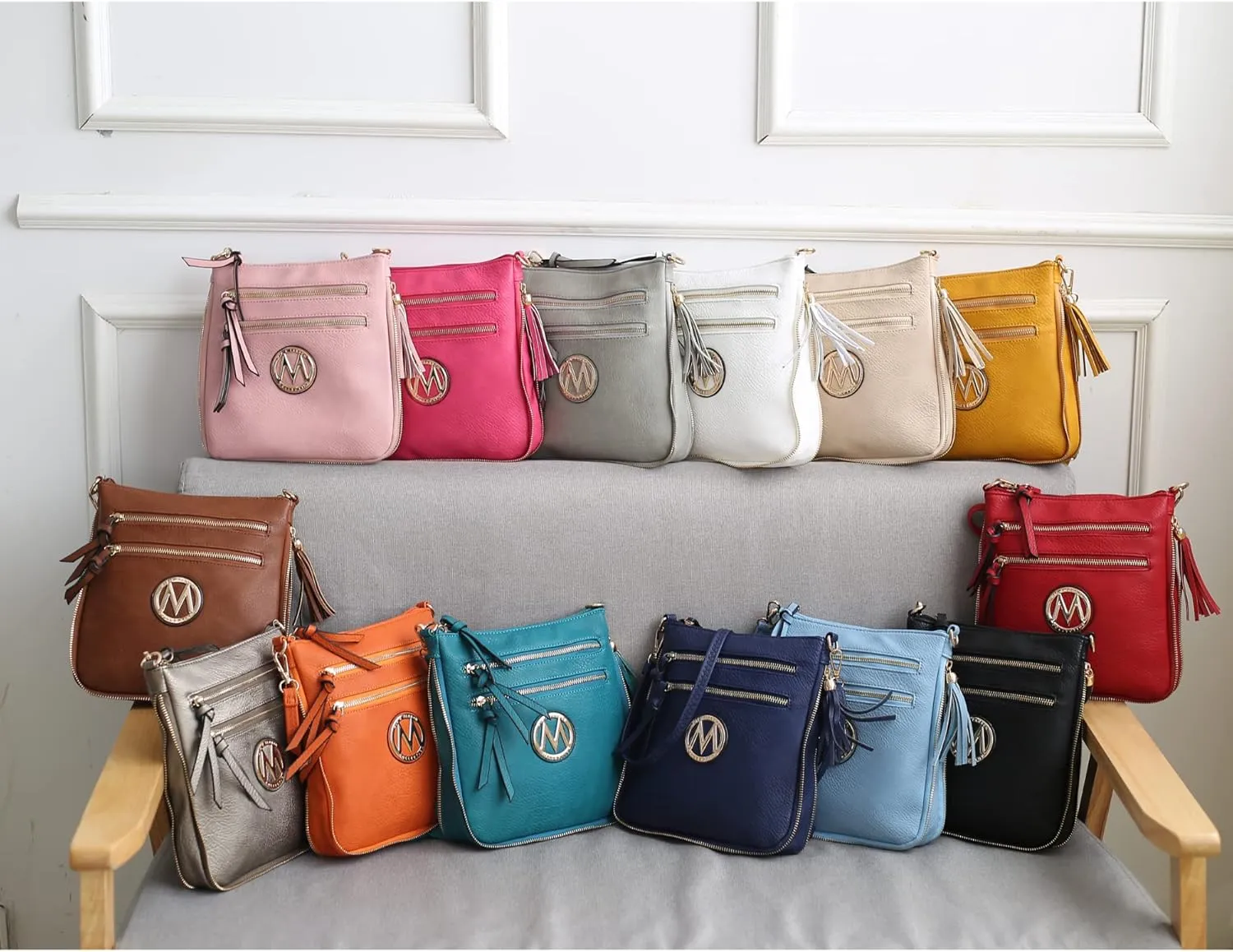 MKF Collection Crossbody Bag for Women – PU Leather Messenger Bag Purse – Designer Handbag Shoulder Strap Purse By Mia K