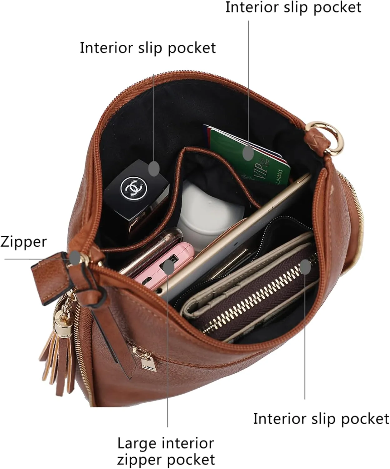 MKF Collection Crossbody Bag for Women – PU Leather Messenger Bag Purse – Designer Handbag Shoulder Strap Purse By Mia K