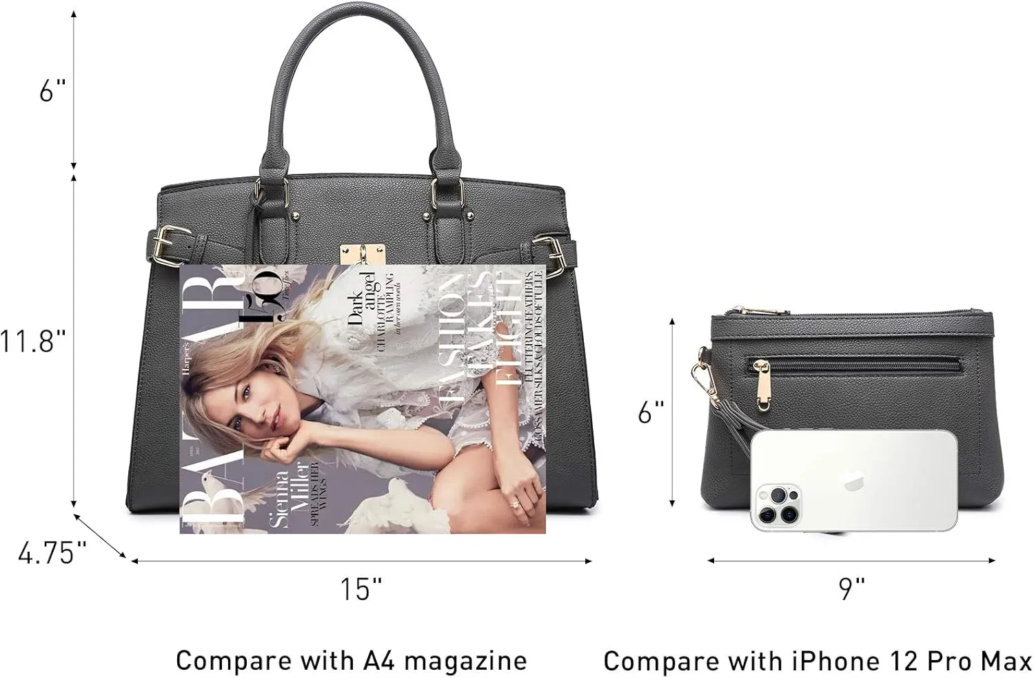 MKP Women Fashion Satchel Handbags and Purses Ladies Top Handle Tote Work Shoulder Bags with Matching Wristlet Wallet