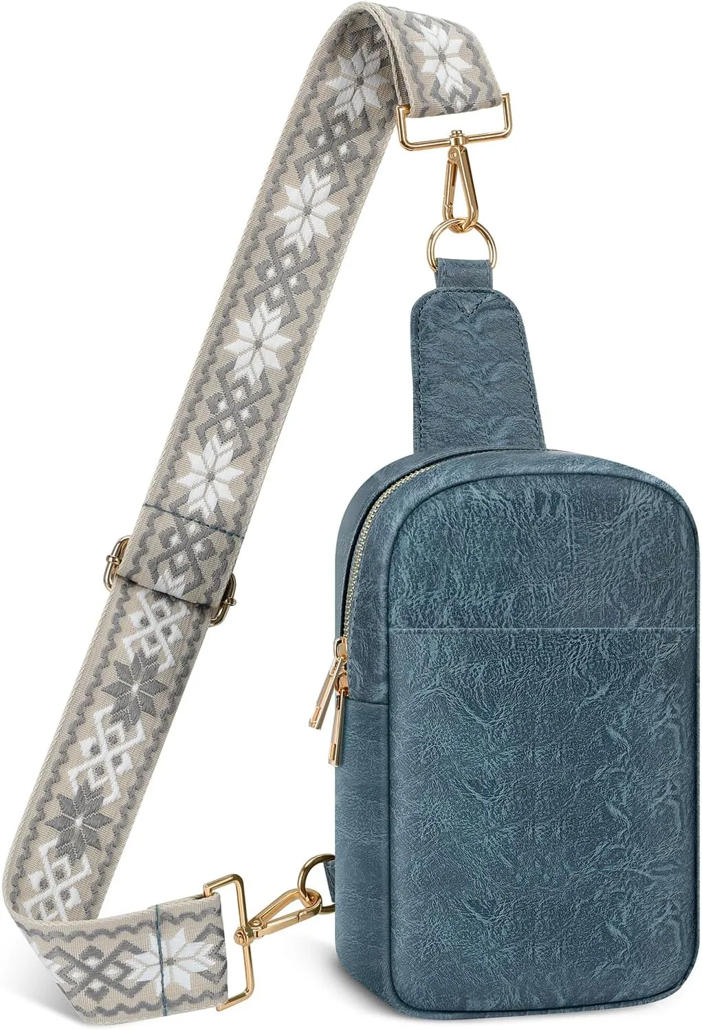 MoKo Vegan Leather Sling Bag - Small Trendy Casual Detachable Shoulder Strap Crossbody Bags for Women and Men Hiking Travel