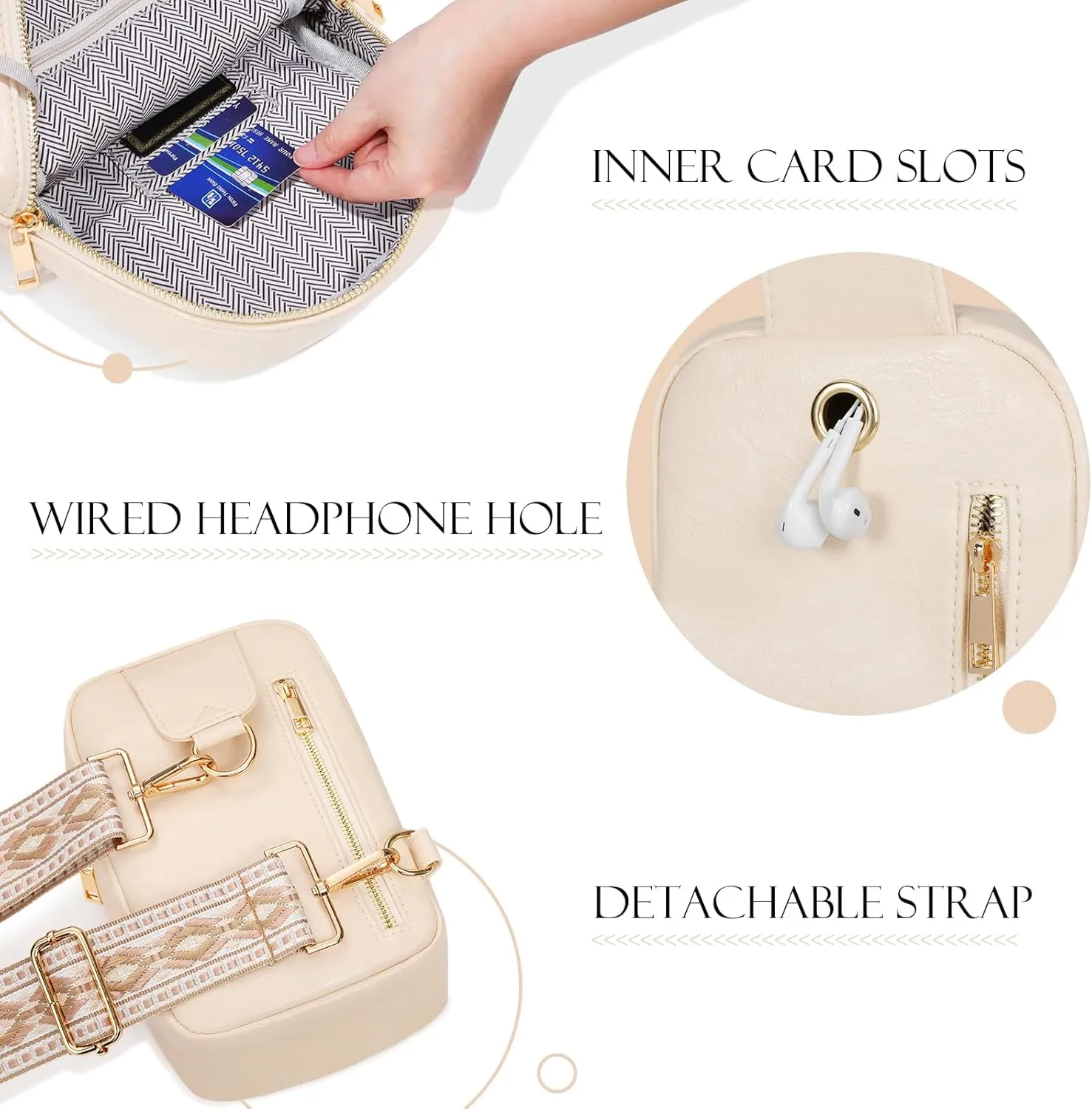 MoKo Vegan Leather Sling Bag - Small Trendy Casual Detachable Shoulder Strap Crossbody Bags for Women and Men Hiking Travel