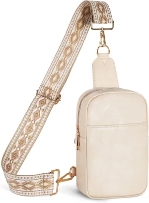 MoKo Vegan Leather Sling Bag - Small Trendy Casual Detachable Shoulder Strap Crossbody Bags for Women and Men Hiking Travel