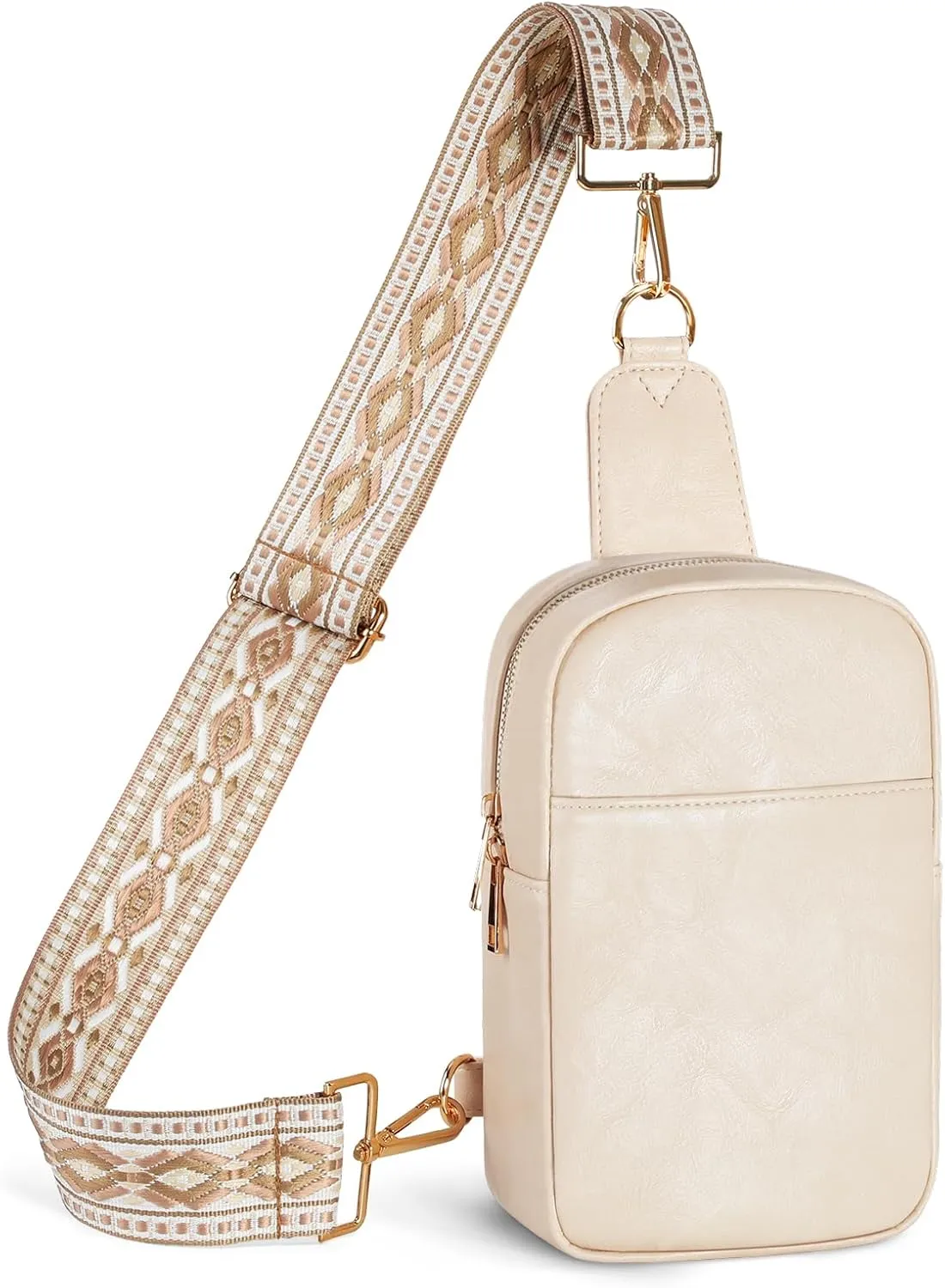 MoKo Vegan Leather Sling Bag - Small Trendy Casual Detachable Shoulder Strap Crossbody Bags for Women and Men Hiking Travel