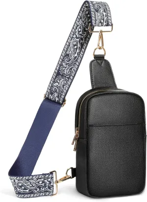 MoKo Vegan Leather Sling Bag - Small Trendy Casual Detachable Shoulder Strap Crossbody Bags for Women and Men Hiking Travel