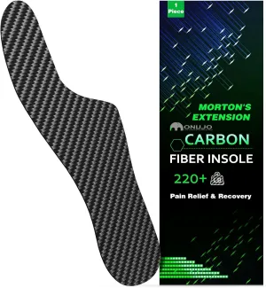 Morton's Extension Orthotic, Carbon Fiber Insole (1 Piece), Rigid Foot Support Insert for Morton's Toe, Foot Fractures, Turf Toe, Hallux Rigidus, and Arthritis, 295(W 13.5-14,M 12.5-13)