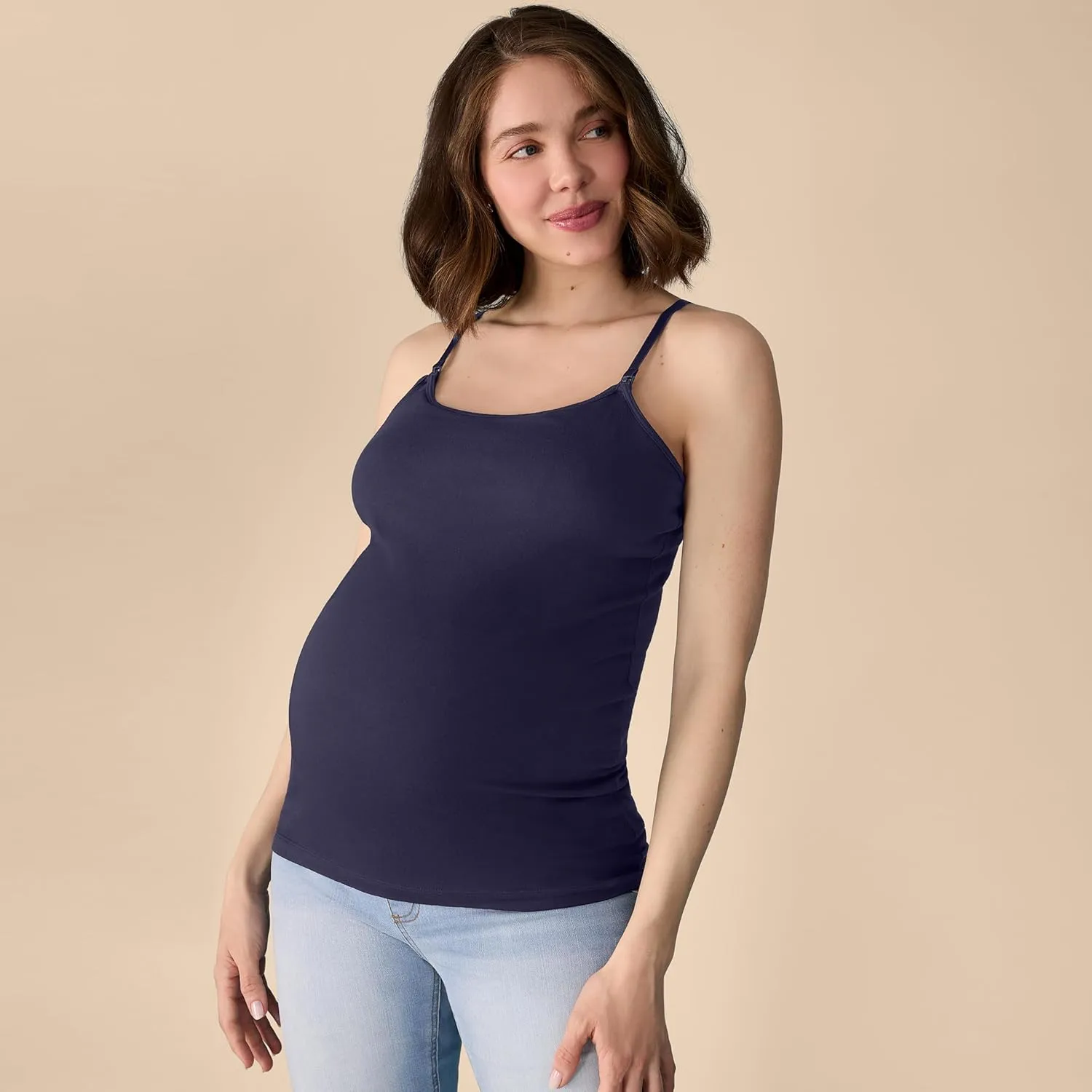 Motherhood Maternity Women's Clip Down Nursing Tank Top Cami with Adjustable Straps for Breastfeeding