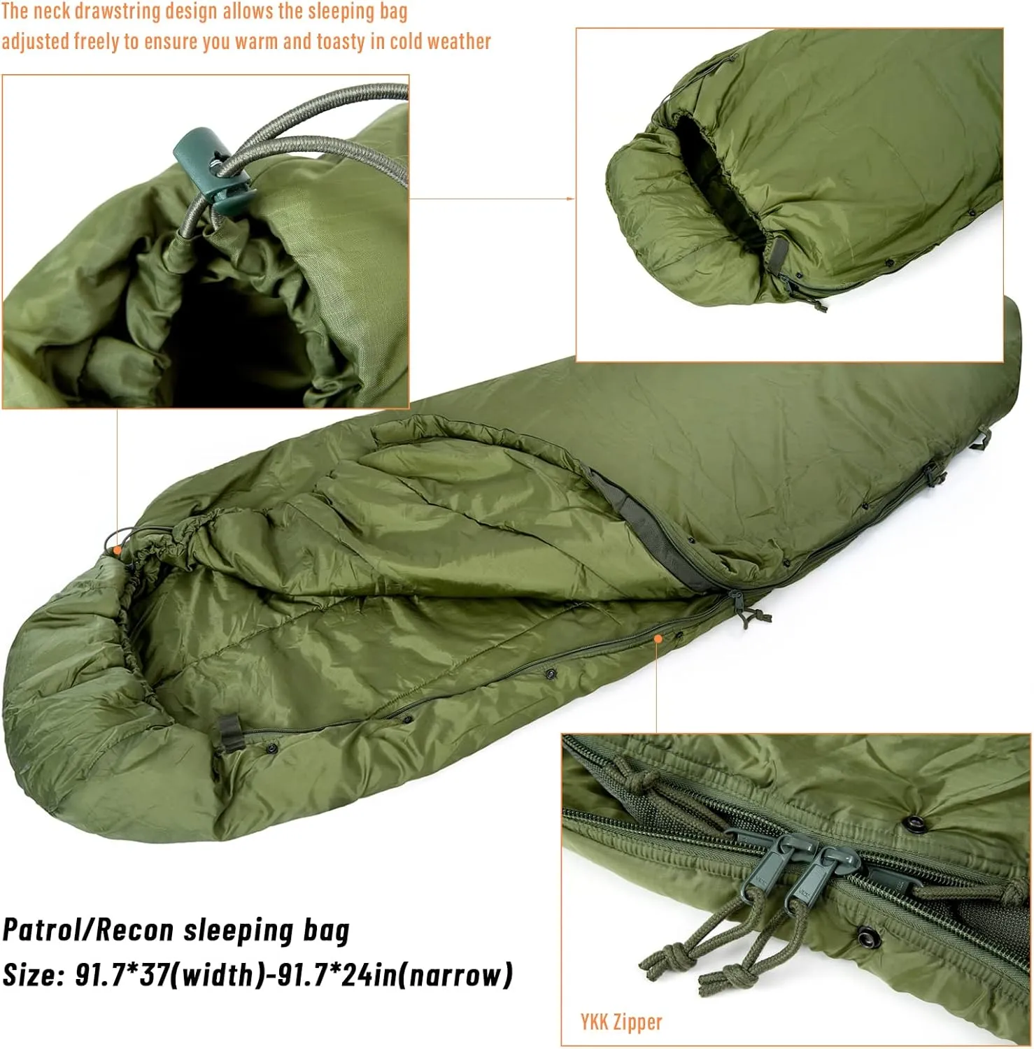 MT Army Military Modular Sleeping Bags System, Multi Layered with Bivy Cover for All Season, Woodland/Multicam