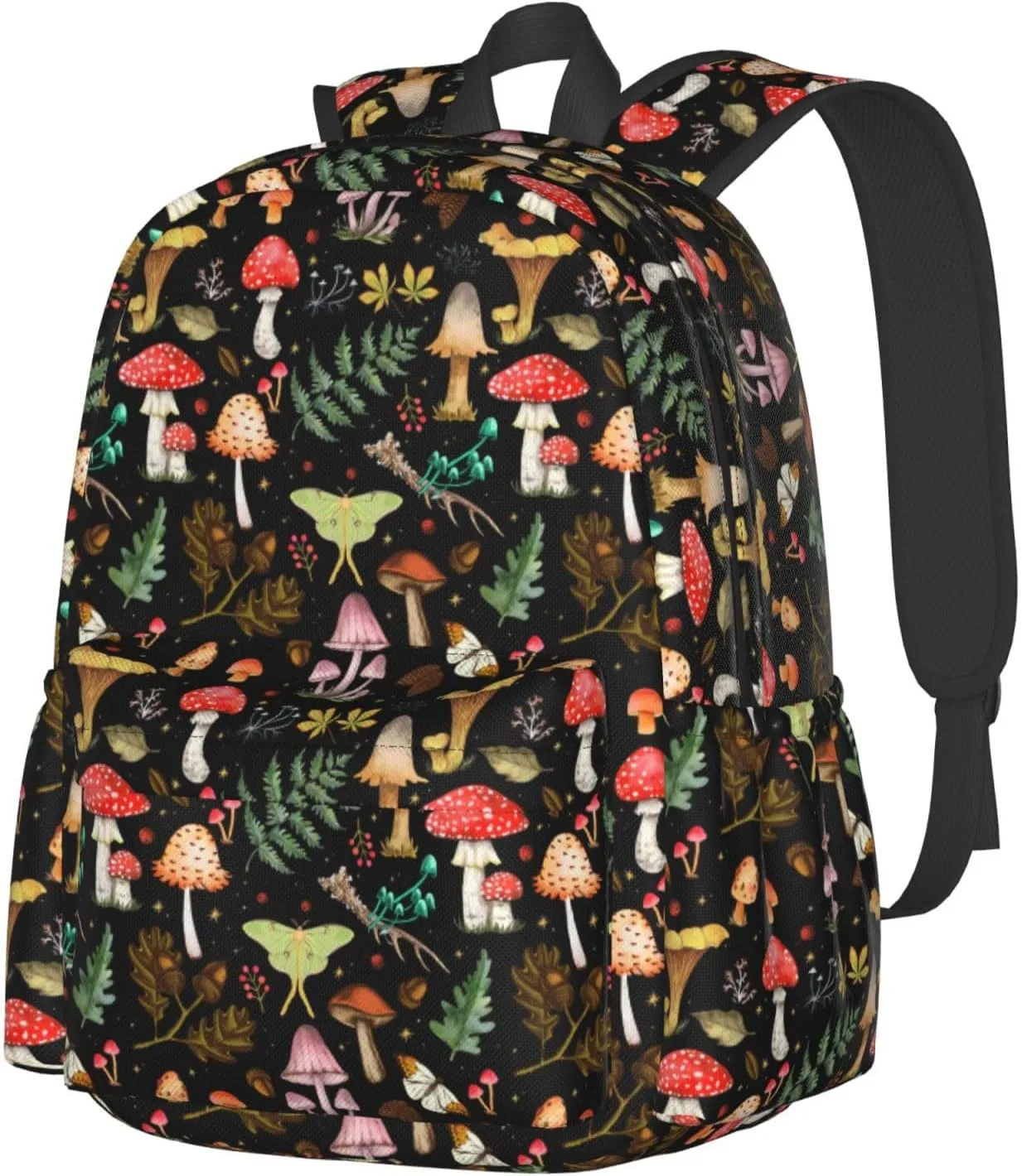 Mushrooms Waterproof Backpack Adjustable Shoulder Straps Bag Large Capacity Casual Daypack Bookbag For Travel Work