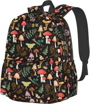 Mushrooms Waterproof Backpack Adjustable Shoulder Straps Bag Large Capacity Casual Daypack Bookbag For Travel Work