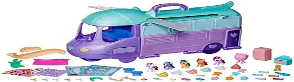 My Little Pony Playset Mini World Magic Mare Stream, Buildable Trailer Camper Van, Mini Toys for Girls and Boys Age 5 and Up
