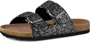 mysoft Womens Flat Sandals Cork Footbed Slides 2 Straps Adjustable Buckle Slip On Summer with  Comfort Shoes