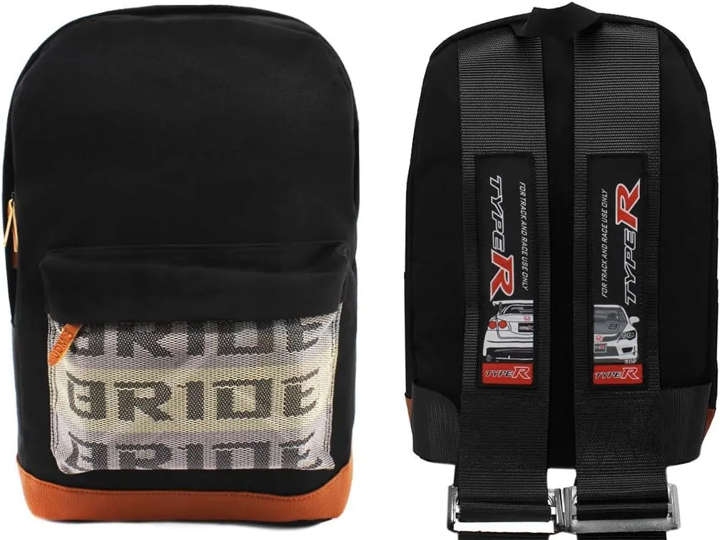 New Bride Racing Backpack with TYPE R Racing Harness Shoulder Straps Black