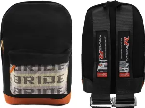 New Bride Racing Backpack with TYPE R Racing Harness Shoulder Straps Black