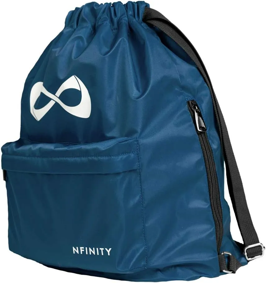 Nfinity Drawstring Backpack – Large Capacity Gym Backpack, Multi-Compartment Cinch Bag with Adjustable Straps & 2 Pockets