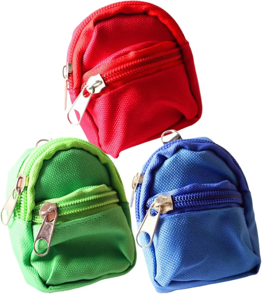 NUOBESTY 3pcs Mini Doll Backpack Mini House Backpack Mini Zipper Backpack School Bags Doll Accessories Miniatures Doll School Bags Toy Photography Props