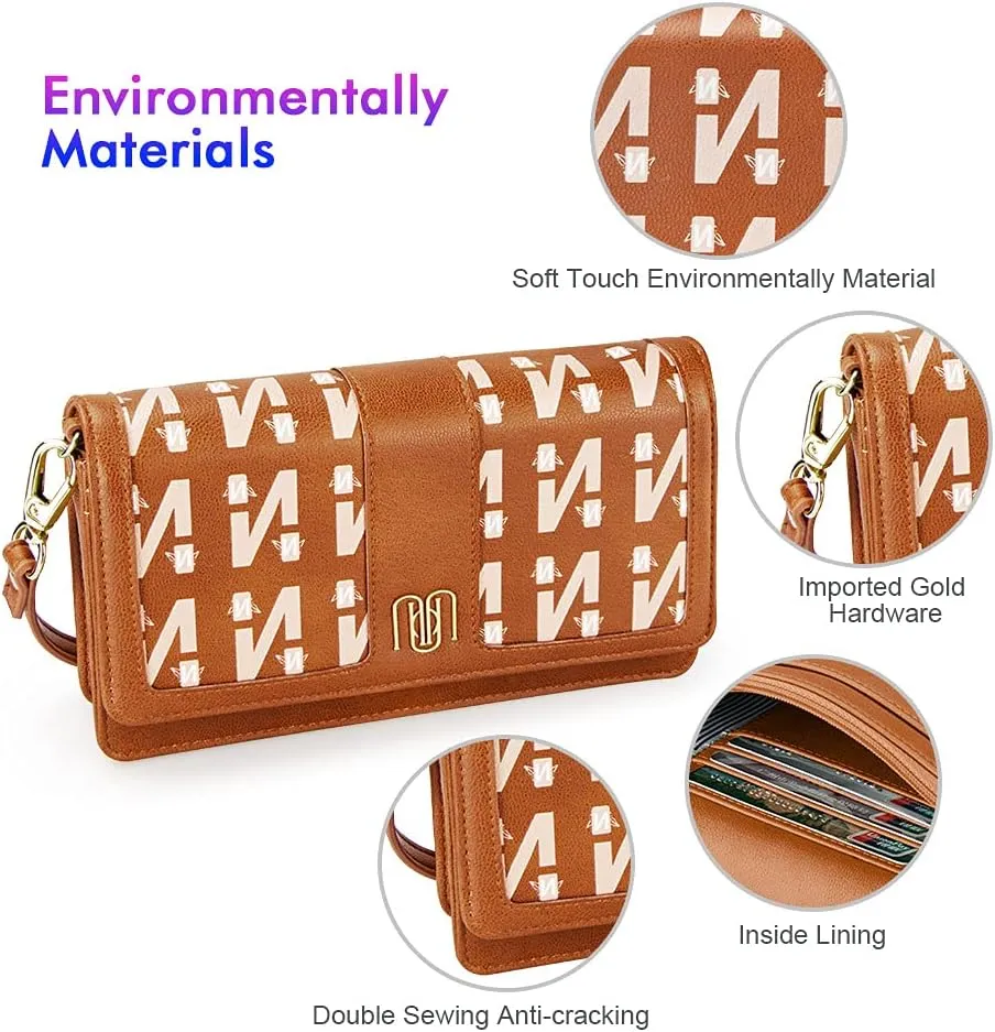 nuoku Women Small Crossbody Bag Cellphone Purse Wallet with RFID Card Slots 2 Straps
