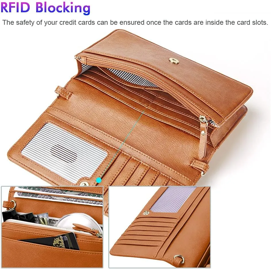 nuoku Women Small Crossbody Bag Cellphone Purse Wallet with RFID Card Slots 2 Straps