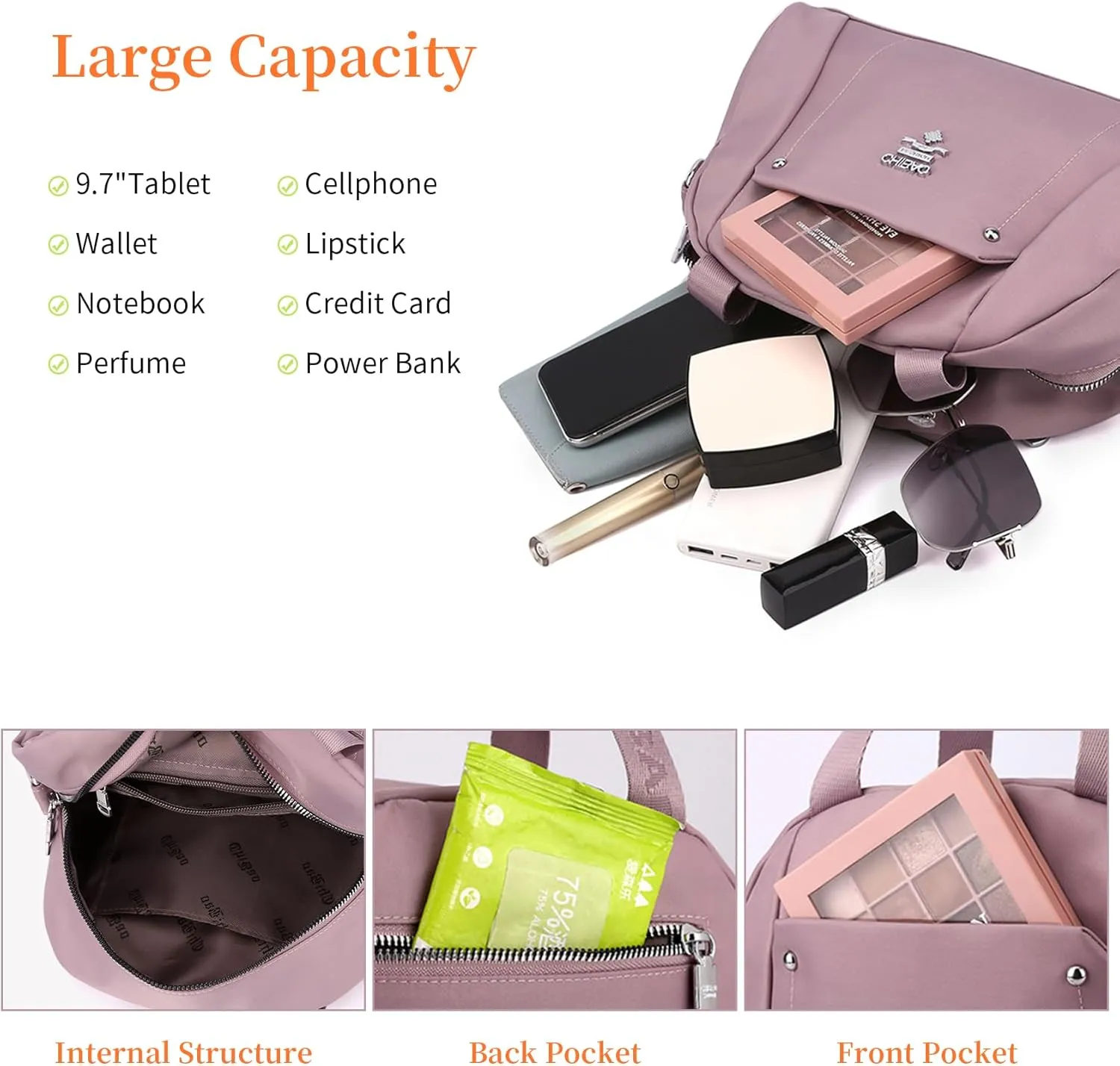 Nylon Crossbody Bag for Women Waterproof Shoulder Bag Lightweight Purse with Pockets Ladies Travel Handbag (Red)